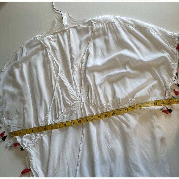 SWIM by Cacique Fringe Coverup Womens Size 14/16 White Gauze Boho Tasseled Top - Picture 8 of 9